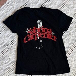 Sabrina Carpenter Black Tee with Red Graphic